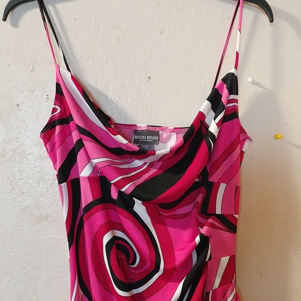 Bisou Bisou pink, black and white dress.